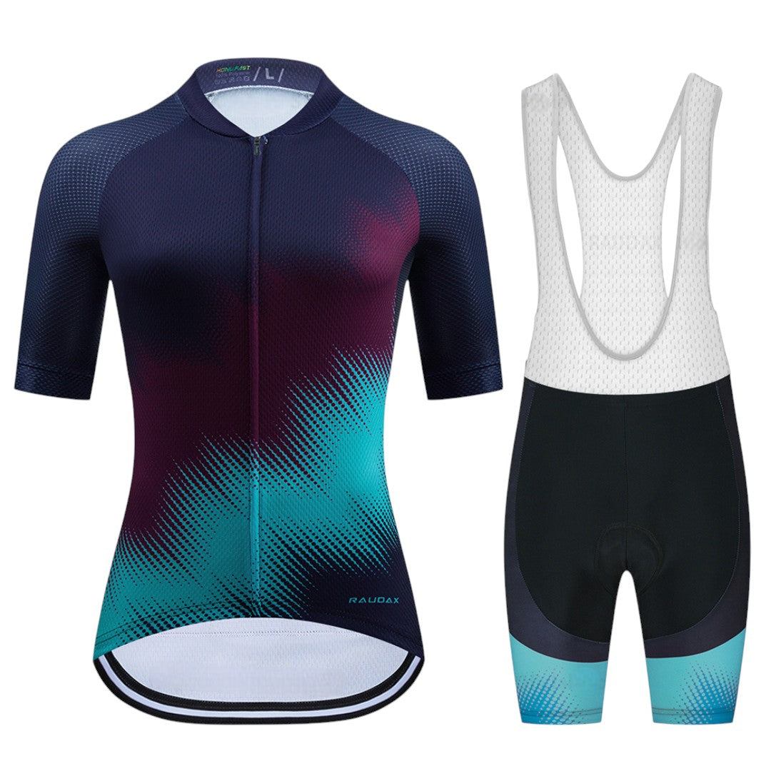 AKTIVABENTEUER™ RAUDAX Damen Sommer Radsport-Set | Atmungsaktiv, UV-Schutz & 19D Gel-Polster
