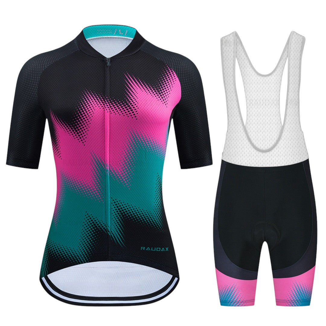 AKTIVABENTEUER™ RAUDAX Damen Sommer Radsport-Set | Atmungsaktiv, UV-Schutz & 19D Gel-Polster